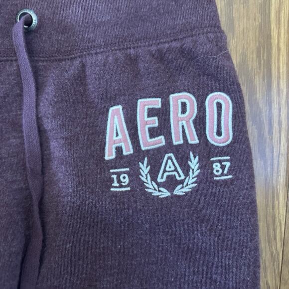 Aeropostale Jogger Sweatpants Women's XS Maroon Drawstring Waist Logo Y2K - Picture 4 of 7